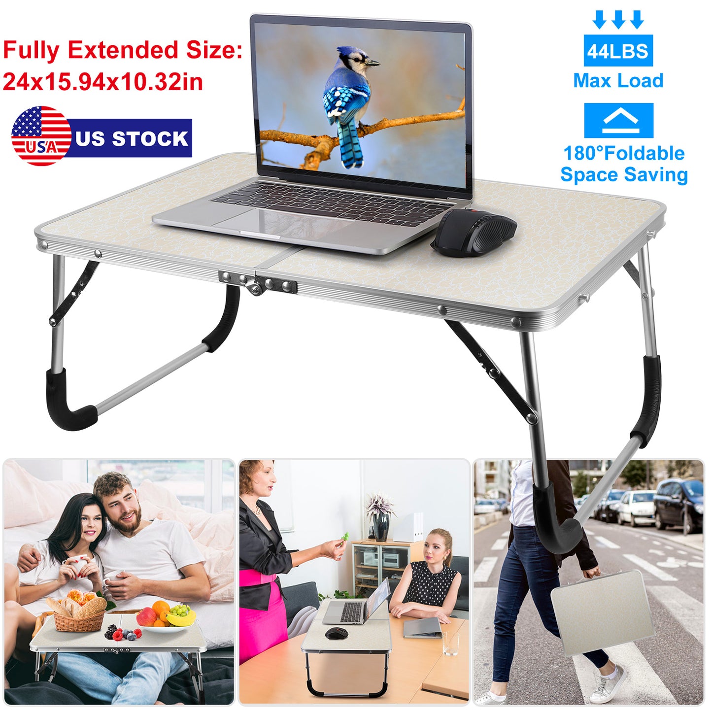 Foldable Laptop Table Notebook Bed Desk Breakfast Reading Writing Lap Tray For Sofa Couch Floor Dormitory