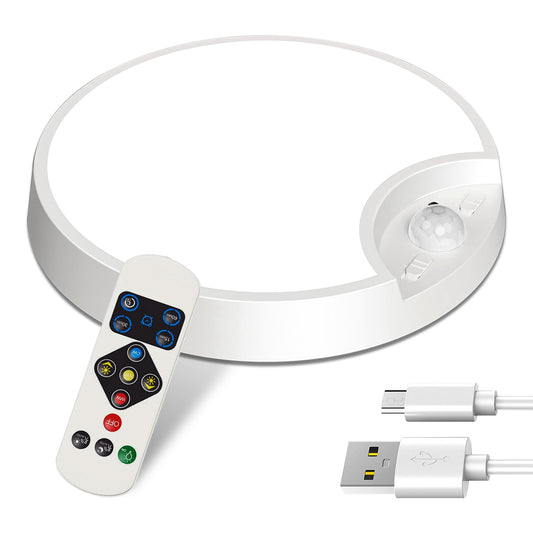 Rechargeable Motion Sensor Ceiling Light Dimmable LED Ceiling Light with Remote Timer 3 Light Colors 3 Modes for Stairs Garage Bathroom