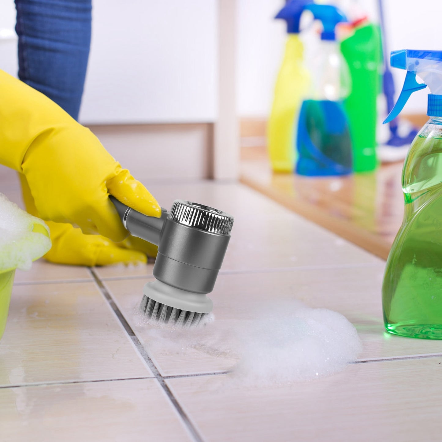 Electric Spin Scrubber Cordless Handheld Rechargeable Cleaning Brush With 5 Replaceable Heads IPX7 Waterproof 3 Speeds Handheld Spin Scrubber For Tub