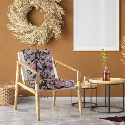 2Pcs Waterproof Rocking Chair Cushion Upper And Lower Back And Seat Sets with Non-Slip Ties Oxford Cloth Surface Polyester Filling Comfortable for Ind
