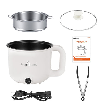 Electric Hot Pot with Steamer 1.8L Dual Power Ceramic Cooker