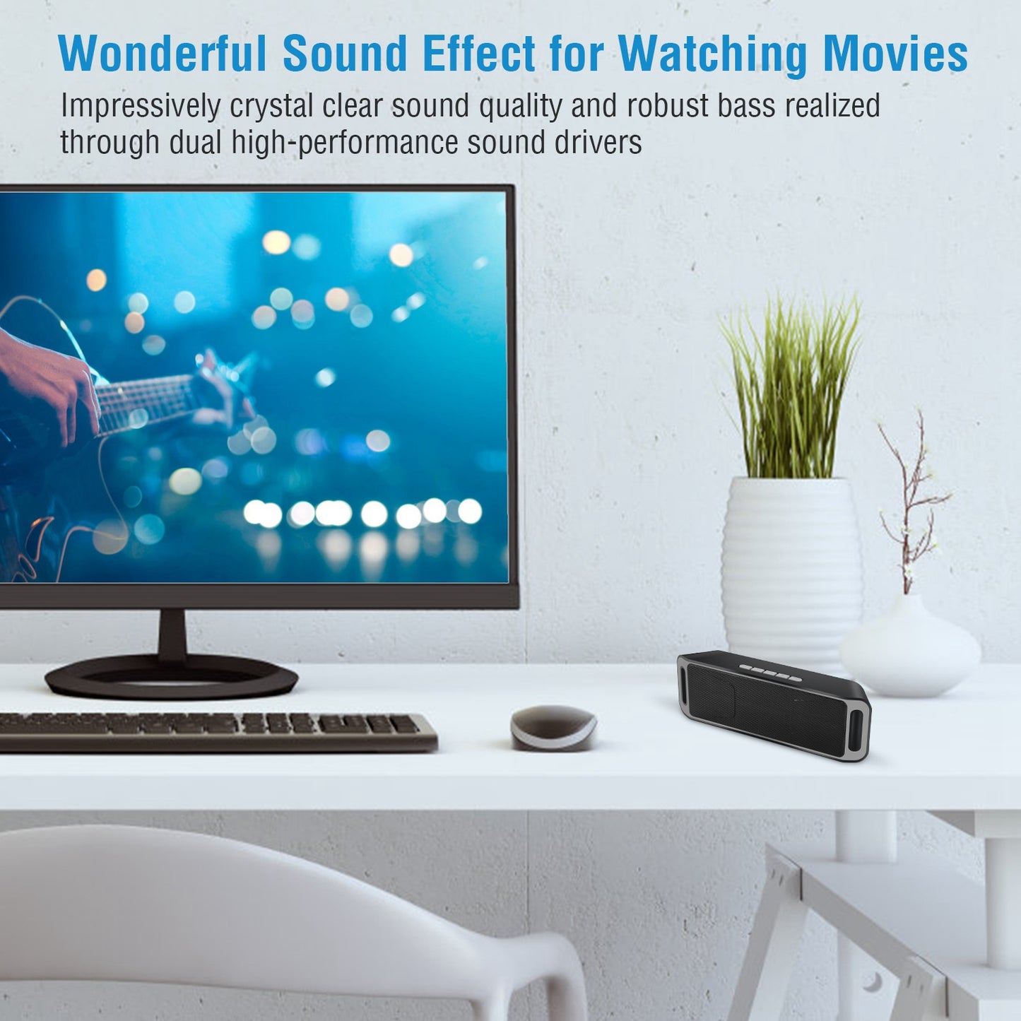 Wireless Speaker HD Stereo Enhanced Bass Hands-free w/ Noise-Cancelling Mic Portable Speaker 800mAh Battery Aux-in USB TF Slot for Party Camping Hikin