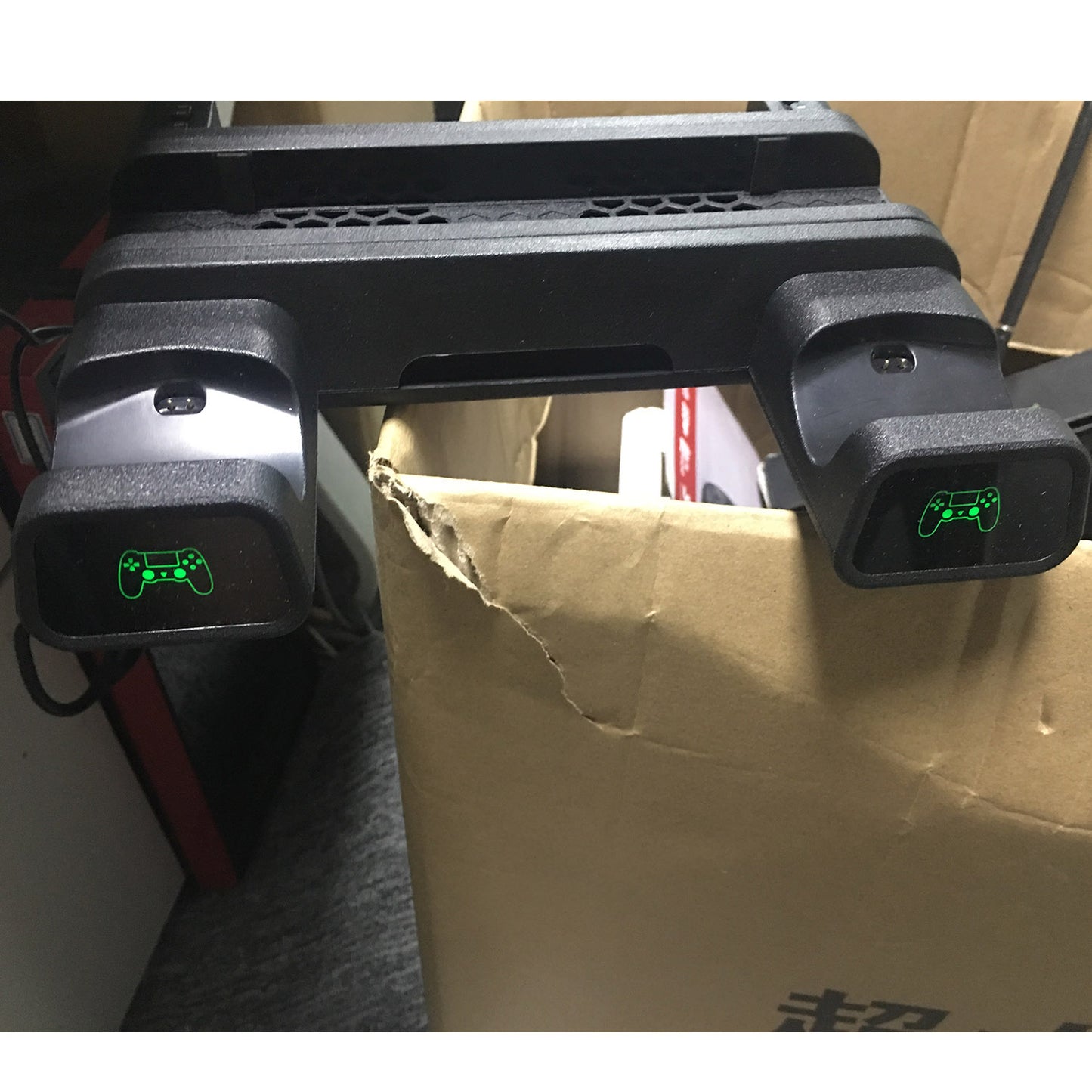 Cooling Station Vertical Stand Dual Controller Charging Dock Fit For Play Station 4/PS4 Slim/PS4 Pro with Dual Fans LED Indicators 10Pcs Game Disk Sto