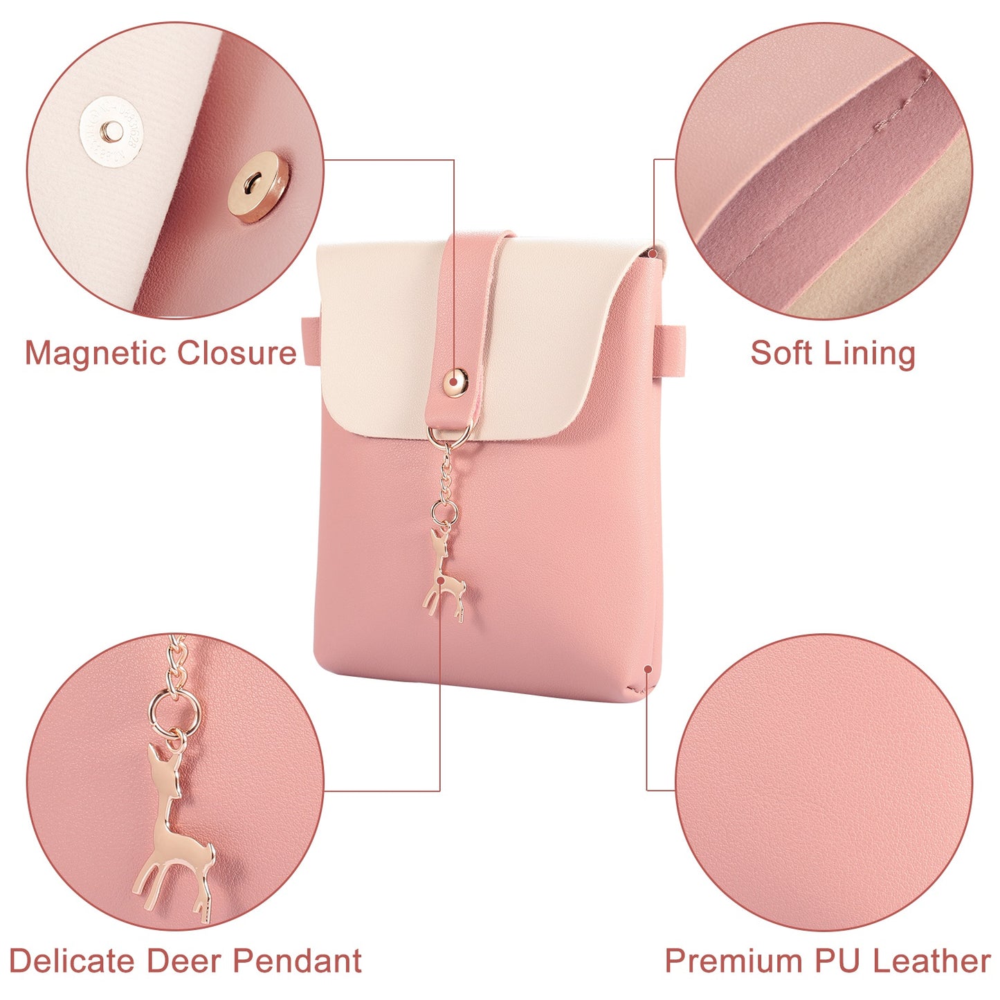 Women Girl Small Crossbody Bags PU Leather Messenger Bags Waterproof Clutch Purse Phone Wallet Pocket Pouch Satchel