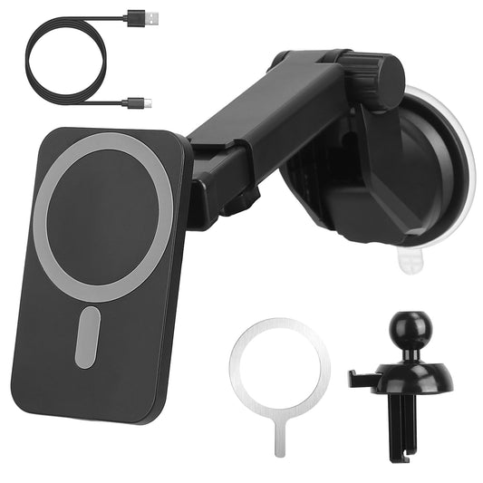 Magnetic Wireless Car Charger MagSafe Car Phone Mount Air Vent Holder 15W Wireless Charger Fit for IOS Phone 12/13/14 Series and QI-Enabled Phones wit