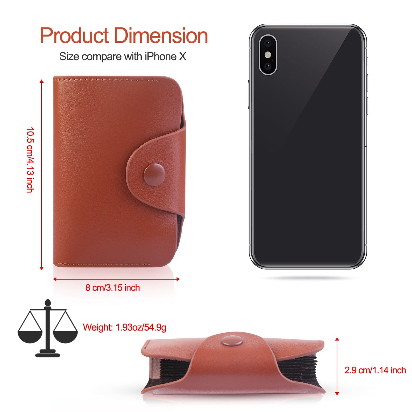 Credit Card Holder Wallet PU Leather Snap Closure Purse Accordion Case with 12 Pcs Card Slots