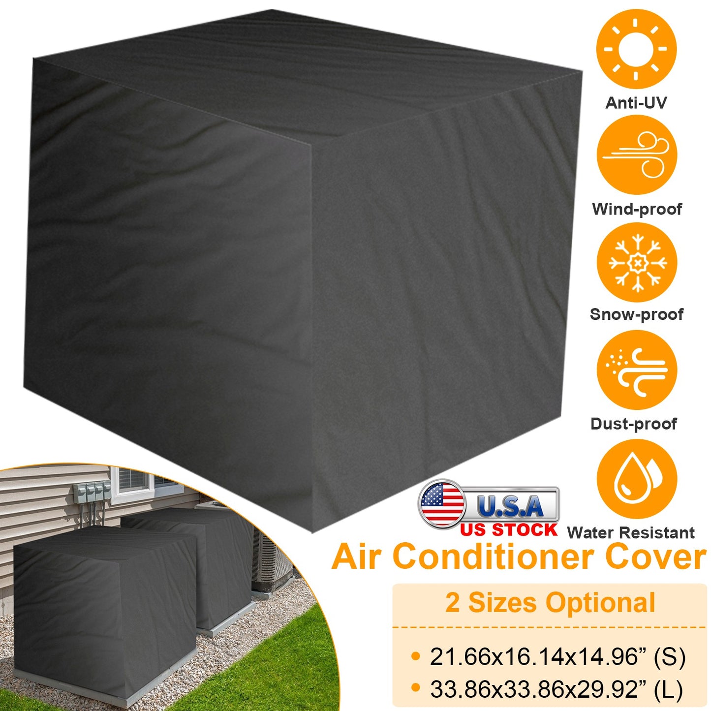 Air Conditioner Cover Outdoor Water-resistant Windproof Furniture Protector Dustproof Anti UV Outside Air Conditioner Protection Cover 21.66x16.14x14.