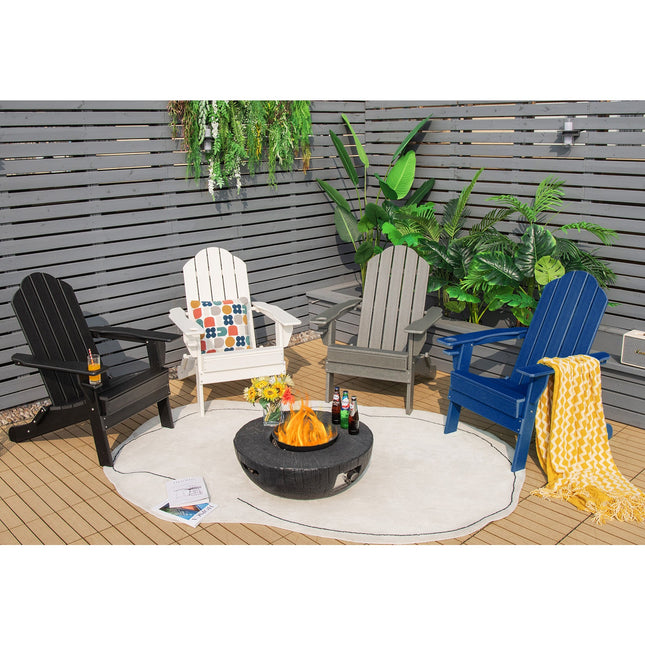 Foldable Weather Resistant Patio Chair with Built-in Cup Holder