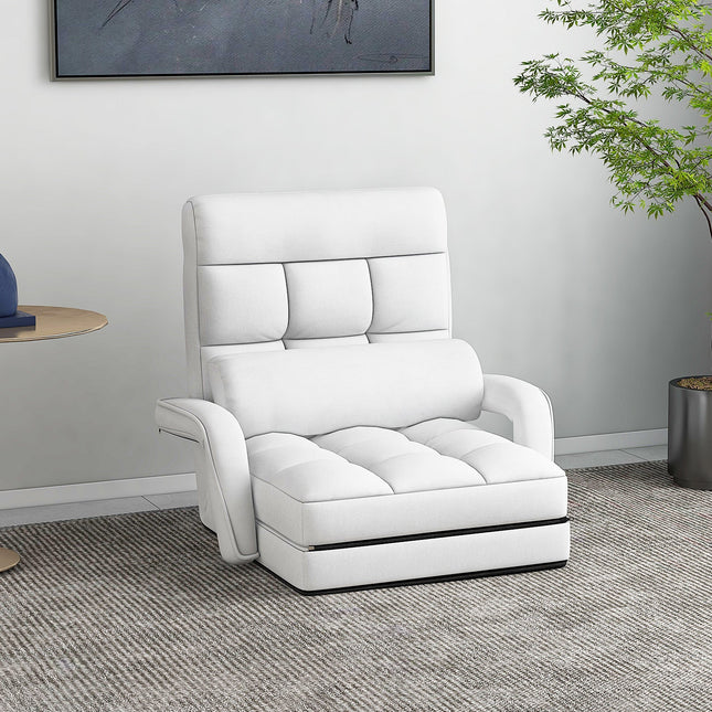 Folding Lazy Floor Chair Sofa with Armrests and Pillow