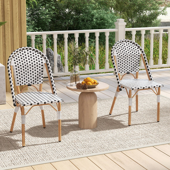 French Bistro Chair Set of 2 with Galvanized Metal Framex-White
