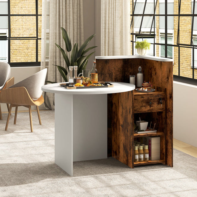 Front Reception Office Desk with Open Shelf and Drawer