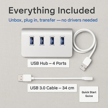 USB 3.0 Hub Aluminum Expansion Dock with Four Ports