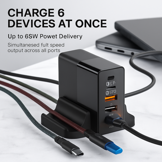 USB Fast Charger 6-Port Multi-Device Station