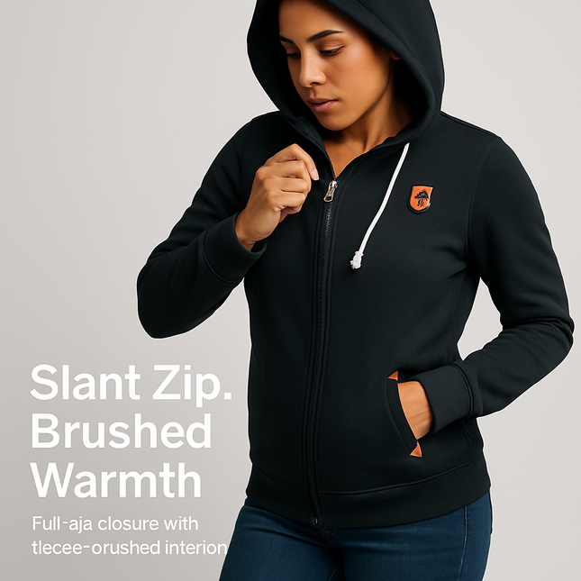 Women\'s Full Zip-up Brushed Inner Hoodie Sweatshirt
