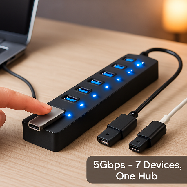 7-Port USB 3.0 Hub with Individual On/Off Switch
