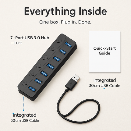 7-Port USB 3.0 Hub with Individual On/Off Switch