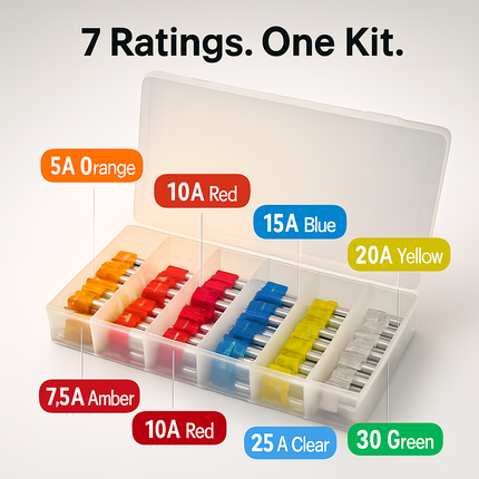 Blade Fuse Set for Cars, Trucks, SUVs - 120-Piece Kit