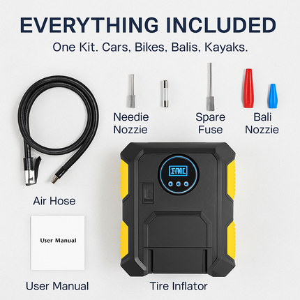 Tire Inflator with LCD Display for Quick Home Inflation