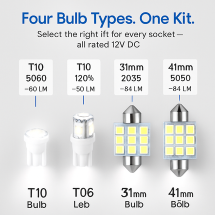 Festoon LED Interior Light Kit for Dome, Map, Trunk