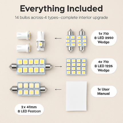 Festoon LED Interior Light Kit for Dome, Map, Trunk