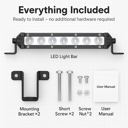 7 Inch LED Light Bar for Offroad Vehicles - Compact