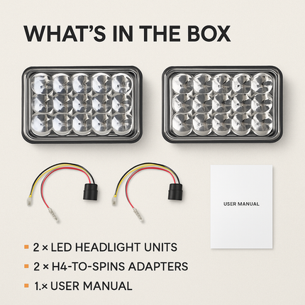 4x6in Car LED Headlights for 10-80V Vehicles