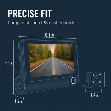 Car Dash Camera 3-Lens Front Inside Rear Recording