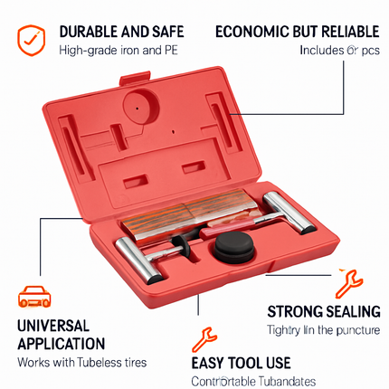 Tire Repair Kit for Tubeless Tires - Universal 57-Pc Set