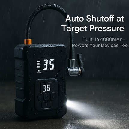 Cordless Tire Inflator with Car Charger and LED Light