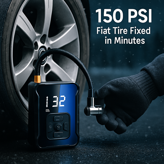 Cordless Tire Inflator with Car Charger and LED Light