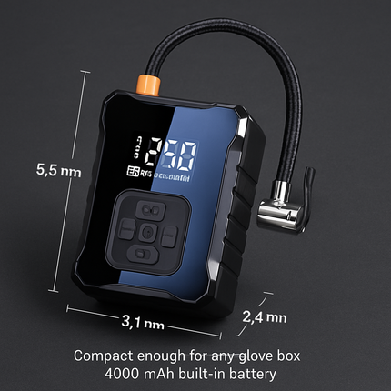 Cordless Tire Inflator with Car Charger and LED Light