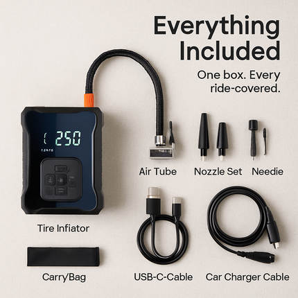 Cordless Tire Inflator with Car Charger and LED Light