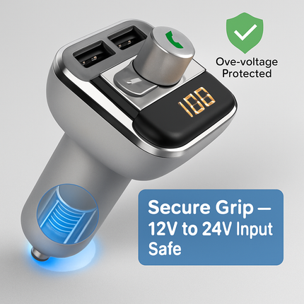 Car Wireless FM Transmitter for In-Car Audio USB Charging