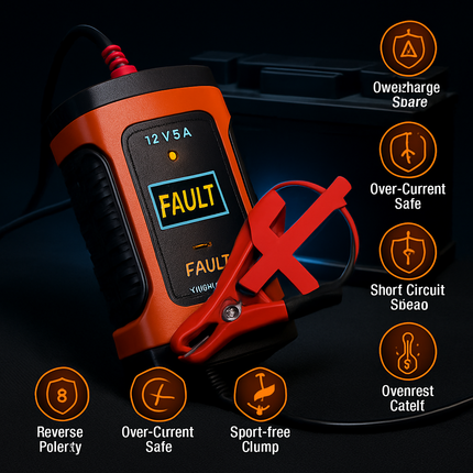Car Battery Charger with LCD Display for Home Use