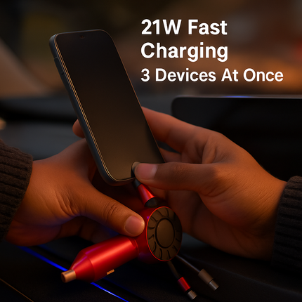 3-in-1 Retractable Car Charger for Multiple Devices