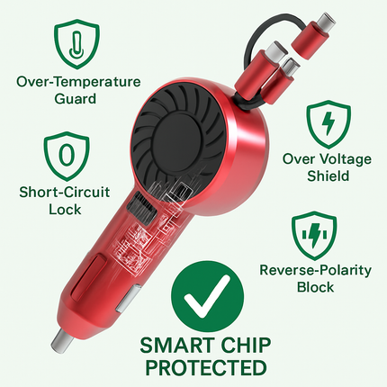 3-in-1 Retractable Car Charger for Multiple Devices