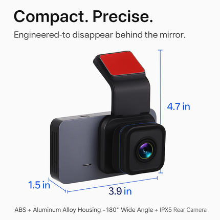 Dual Lens Dash Cam with WiFi GPS Night Vision
