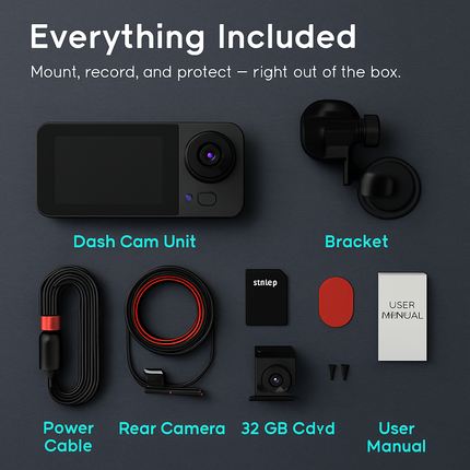 3-Channel Dash Cam Front Inside Rear Recording