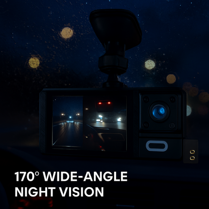 WiFi FHD 1080P Car Dash Cam 3 Channels Front Rear Inside Dash Camera with Loop Recording Reversing Image Night Vision 170° Wide Angle Support 64G MMC