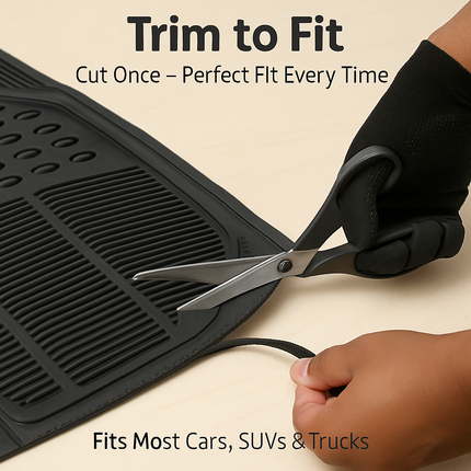 Automotive Floor Mats Set: Front & Rear, Trim Design