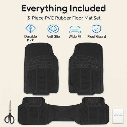 Automotive Floor Mats Set: Front & Rear, Trim Design