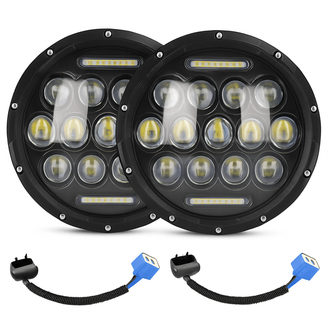 7In Round LED Headlight for Jeep Wrangler TJ JK CJ Plug-Play