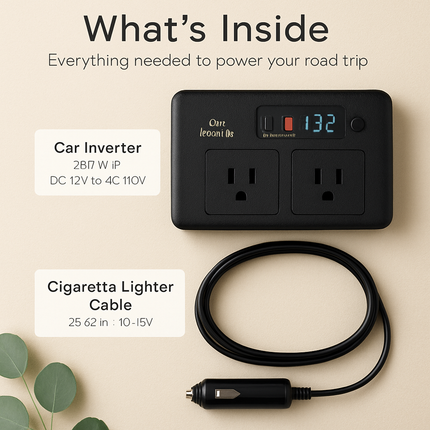 Car Inverter 200W 12V to 110V - Dual AC Outputs, Type-C USB