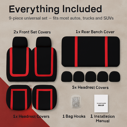 Car Seat Covers Set – Front/Rear Universal Fit