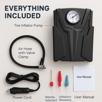 Car Tire Air Pump Portable Inflator with Gauge