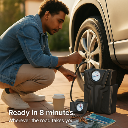 Car Tire Air Pump Portable Inflator with Gauge