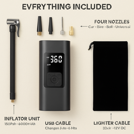 Cordless Car Tire Pump Inflator for Cars & Bikes