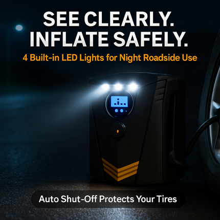 Tire Inflator with LCD Display and Auto Shut-Off