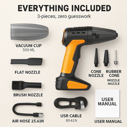 Cordless Car Vacuum & Tire Inflator 4-in-1