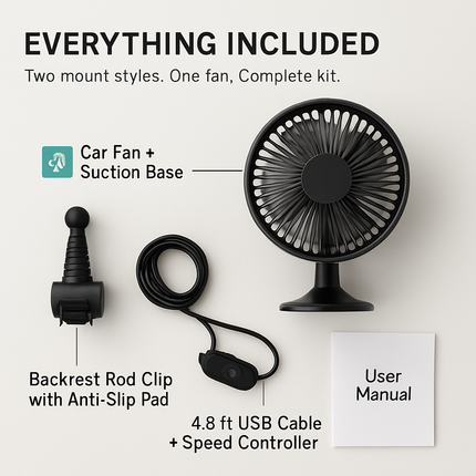 Car Cooling Fan Portable Rotatable Vehicle Fan